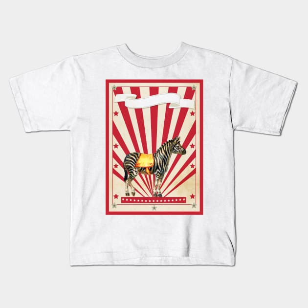 Vintage Circus Zebra Kids T-Shirt by Cottage Bunny